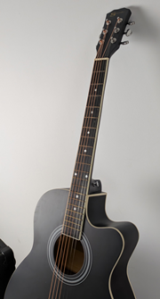 Electro Acoustic Guitar & Amplifier Set - Matt Black Finish Cutaway Guitar